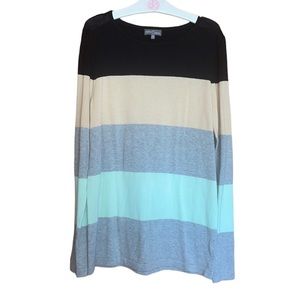 •MARKET & SPRUCE•COLORFUL LARGE STRIPED LIGHT KNIT LONG SLEEVE SWEATER SIZE MED